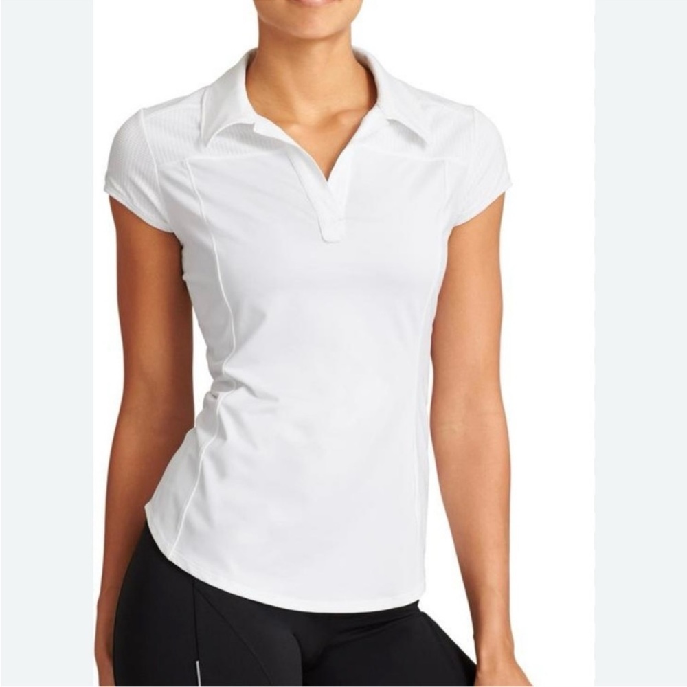Athleta White Fitted Golf Polo Shirt